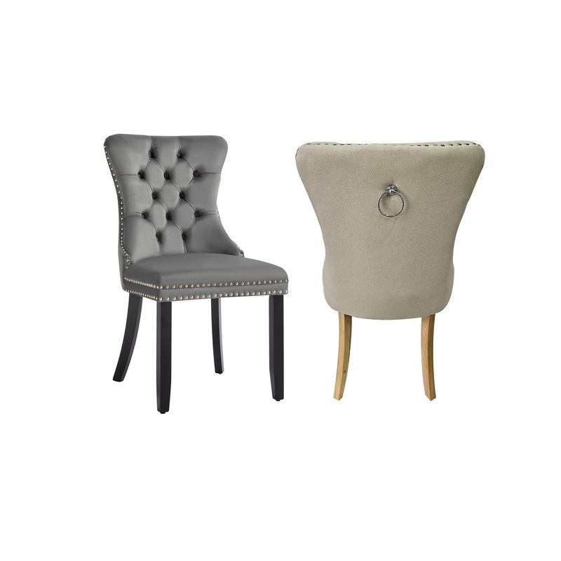 Buy Set of 2 -Alsea Velvet & Black Rubberwood Dining Chairs Upholstered ...