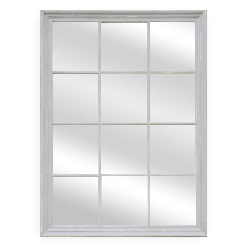 White Hampton's Rectangle Window Style Mirror - Medium 95cm x 130cm