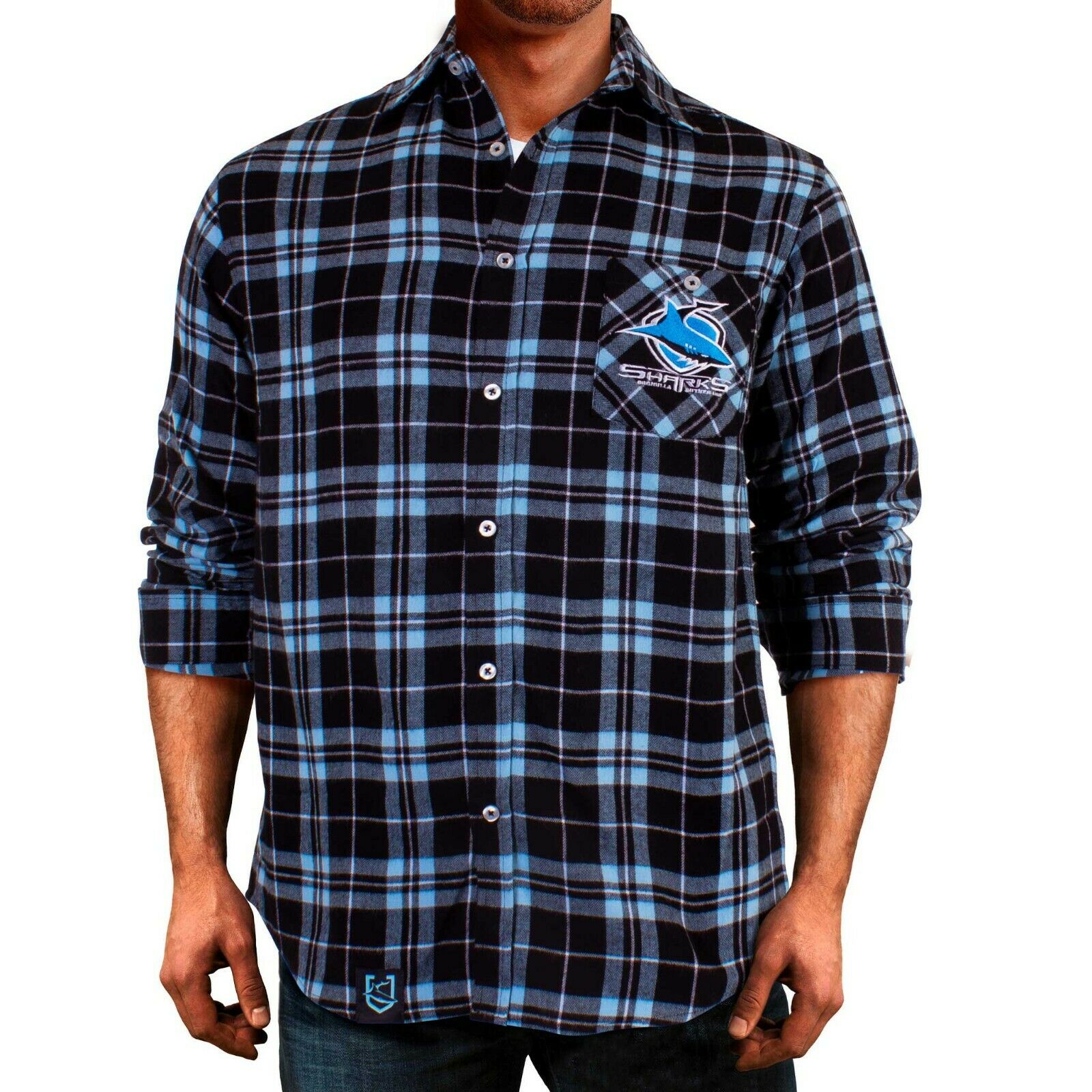 NRL 2021 Flannel Polo - Cronulla Sharks - Flanno - Rugby League - Adult