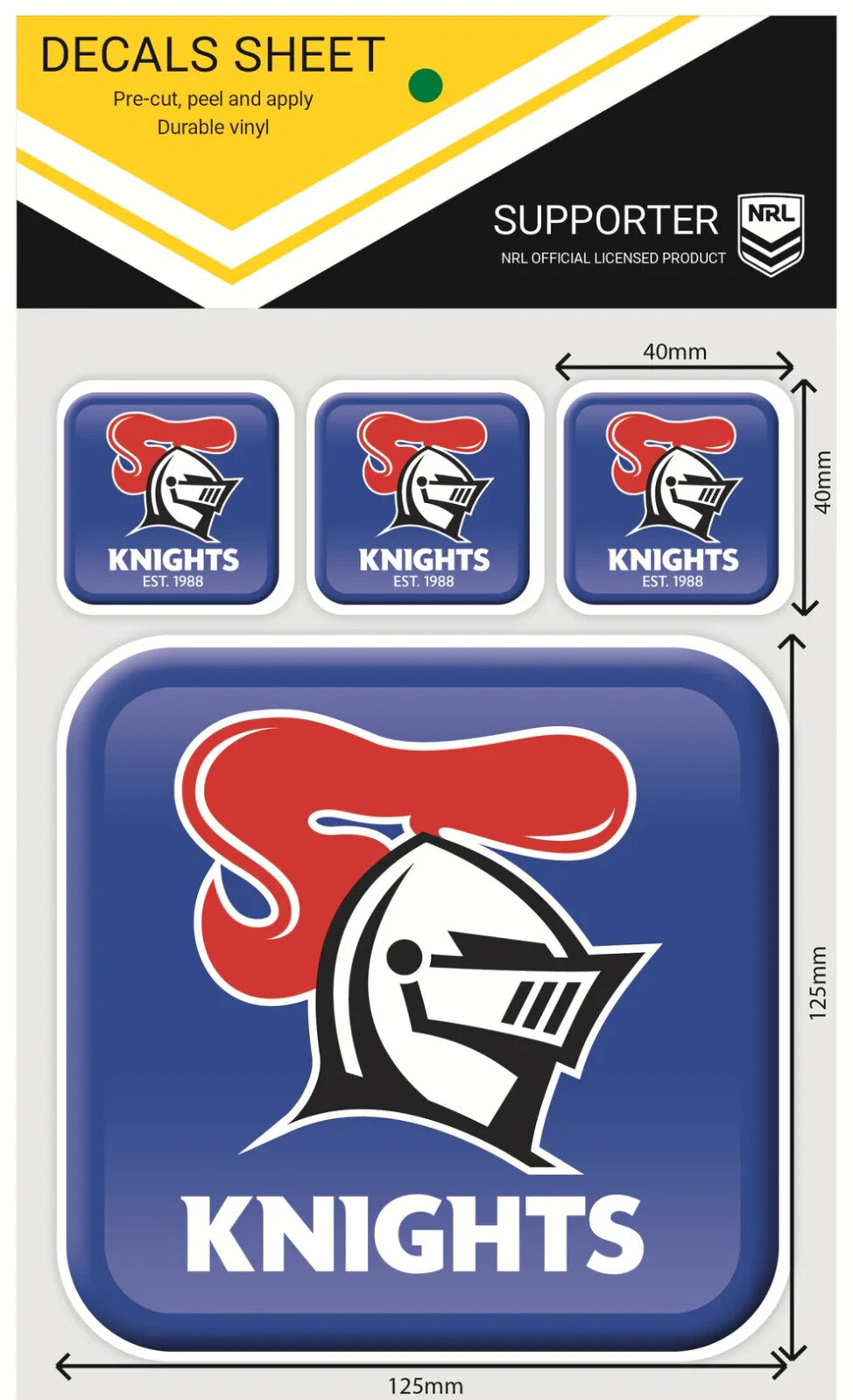 Buy NRL App Stricker Decal Set - Newcastle Knights - 13x13CM Large ...