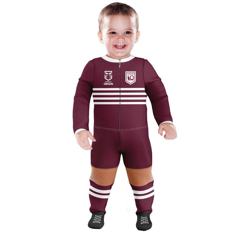 Buy NRL Footy Suit Body Suit - QLD - Queensland Maroons - Baby Toddler ...