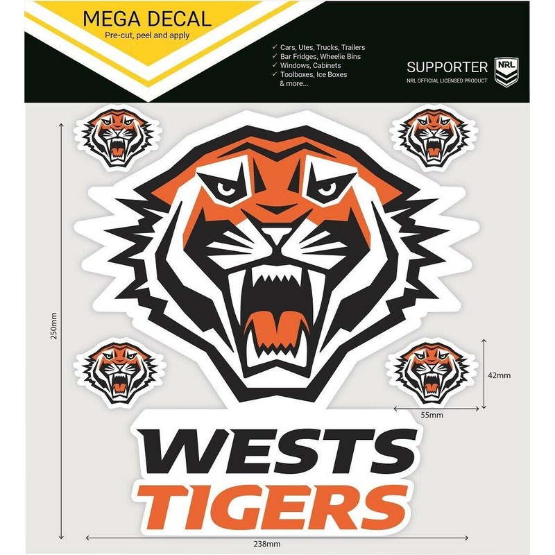 Buy NRL Mega Decal - West Tigers - Car Sticker 250mm - New Club Logo ...