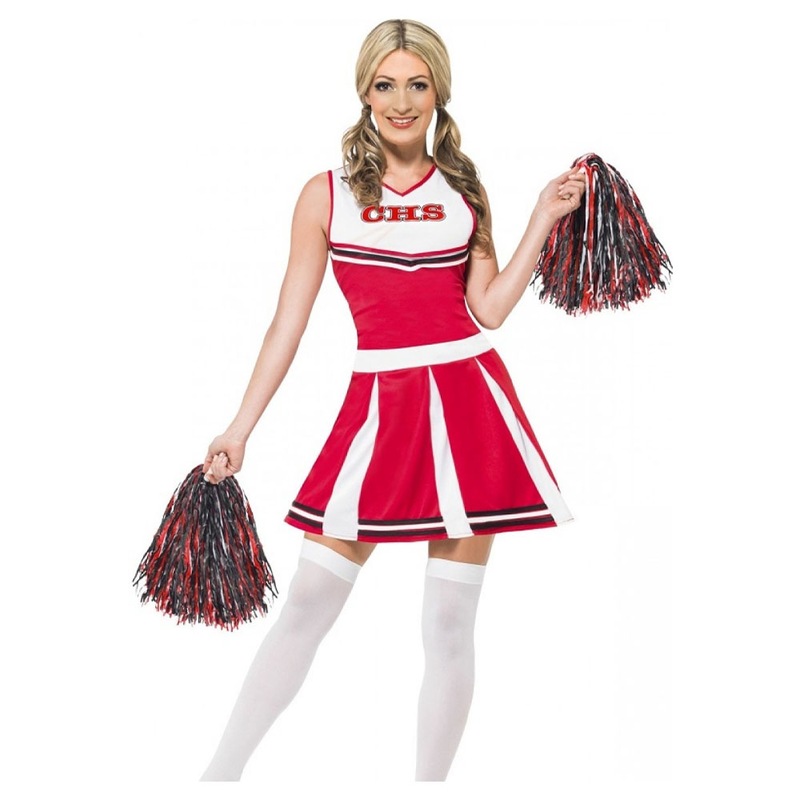 Buy Adult Costume Cheer Leader Red Fancy Dress Up Cosplay Themed Party ...