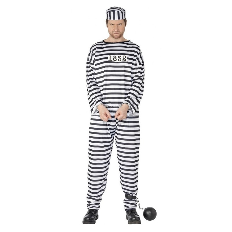 Adult Costume Men's Convict Medium Fancy Dress Up Cosplay Themed Party ...