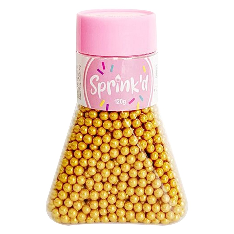 Buy Cake Sprinkles 4mm Sugar Balls Gold 120g Edible Bake Cupcakes
