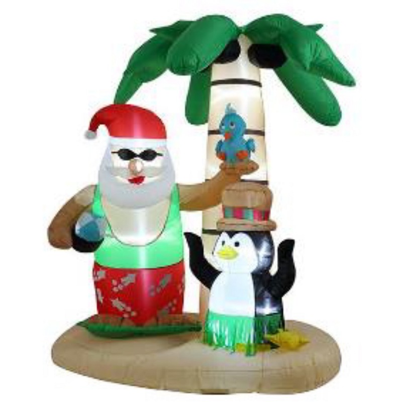 Buy Christmas Inflatables 2.45m Tropical Island Santa Penguin Lights Outdoor Decors MyDeal