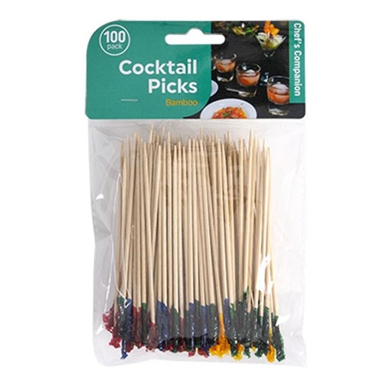 Buy Cocktail Picks 10 cm Bamboo, Colour Tip 100 pk MyDeal