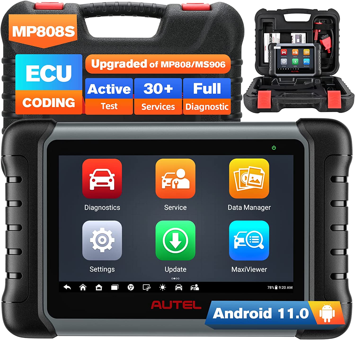Autel MaxiPRO MP808S Bi-Directional Car Diagnostic Scan Tool Advanced ECU Coding, 30+ Service, Upgraded from MK808S/MP808BT/DS808 2 Years Free Update