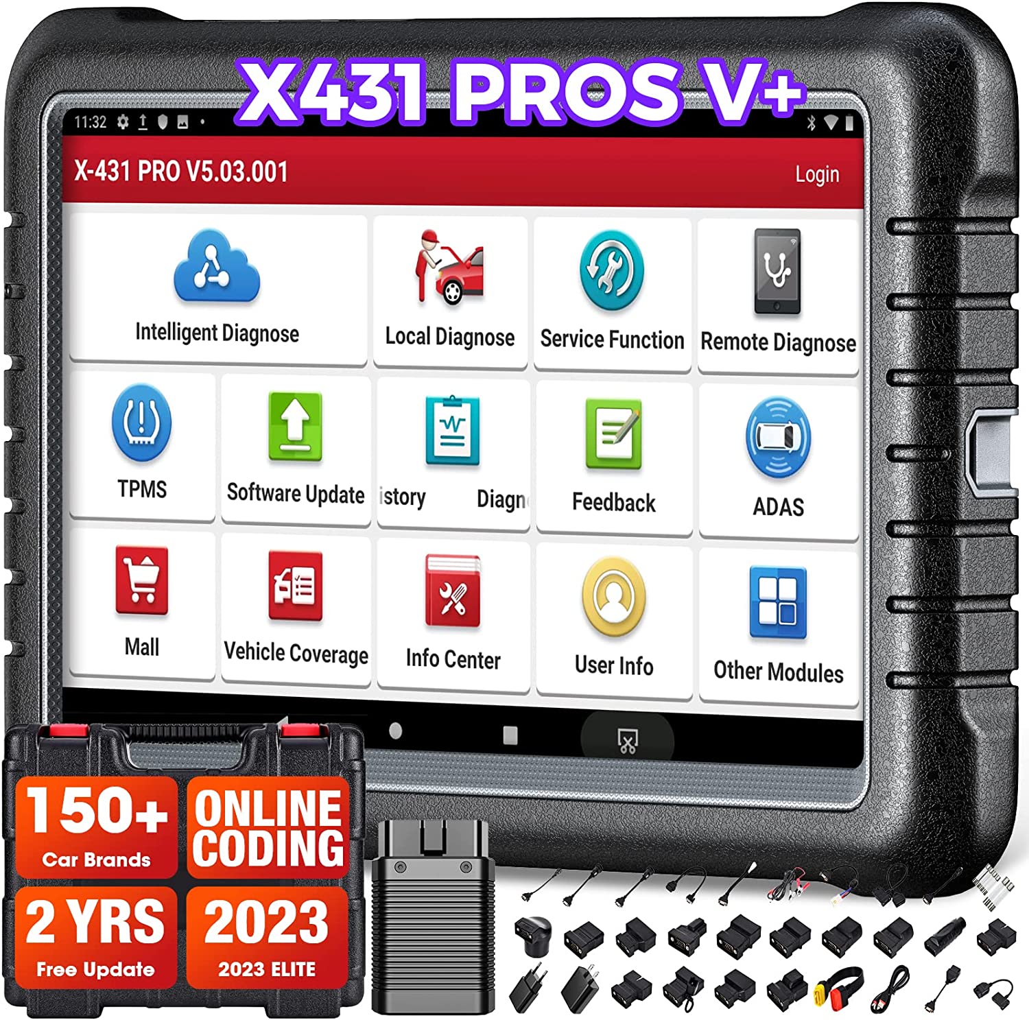 LAUNCH X431 PROS V+ OBD2 Scanner Car Diagnostic Scan Tool, 35+ Services, ECU Coding, AutoAuth for FCA SGW, 2 Years Free Update, Same as X431 V+/ V PRO/Pros V4.0