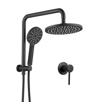Decaura Black Shower Set with Flick shower mxier 9"Rain Shower Head Brass Gooseneck Shower Rail