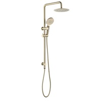 Decaura Brushed Gold 8" Rain Shower Head Set Brass Diverter Gooseneck Shower Rail WELS