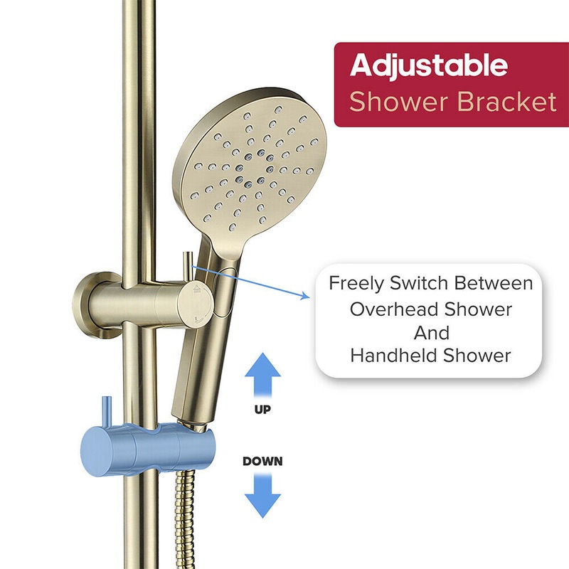Buy Decaura Brushed Gold 8" Rain Shower Head Set Brass Diverter