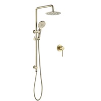 Decaura Brushed Gold Shower Mixer 8" Overhead Shower Head Set Brass Shower Arm DIY