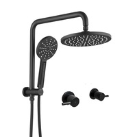 Decaura Rain Shower Head Set 9" Brass Gooseneck Shower Rail Black WELS with Quater Turn Shower Twin Taps