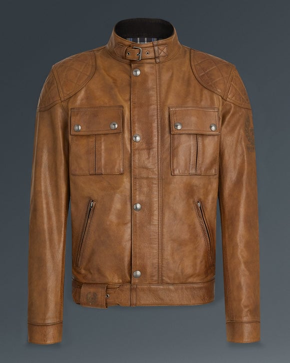 Buy BELSTAFF BROOKLANDS LEATHER MOTORCYCLE JACKET - BURNT CUERO - MyDeal