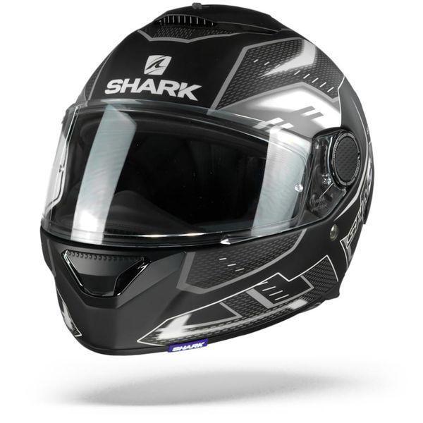 SHARK SPARTAN ANTHEON MOTORCYCLE HELMET MATTE BLACK/WHITE - MyDeal