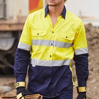 ANZAC - Mens Cool-Breeze Safety Long Sleeve Shirt + 3M Tapes