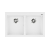 TEKA 790 x 500mm Double Bowl Tegranite ForSquare Sink, Arctic White