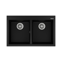 TEKA 790 x 500mm Double Bowl Tegranite ForSquare Sink, Black