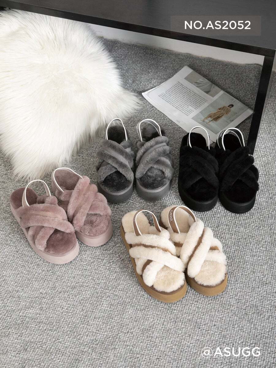 Ugg style fluffy online sliders