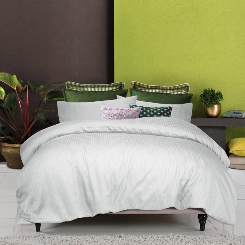 Buy 1000 TC 6 Pcs Striped 100 Cotton Bed Quilt Covers Set (King