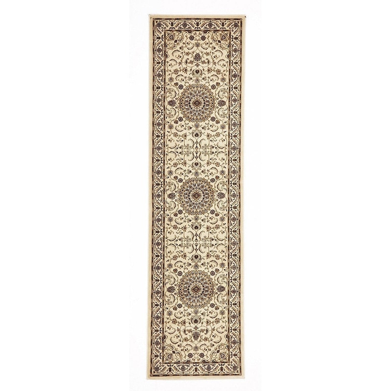 Buy Sydney Medallion Runner Ivory with Ivory Border Runner Rug - MyDeal
