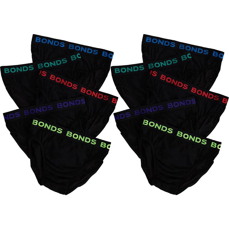 Buy 10 Pack Bonds Mens Black Cotton Hipster Briefs Undies Underwear M8DM5T  Bulk - MyDeal
