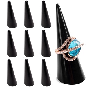 10 Pack Solid Black Acrylic Cone Finger Ring Jewellery Display Stand Holder Bulk Perspex for Rings Earrings Body Jewelry