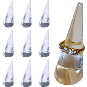 10 Pack Solid Clear Acrylic Cone Finger Ring Jewellery Display Stand Holder Bulk Transparent Perspex for Rings Earrings Body Jewelry