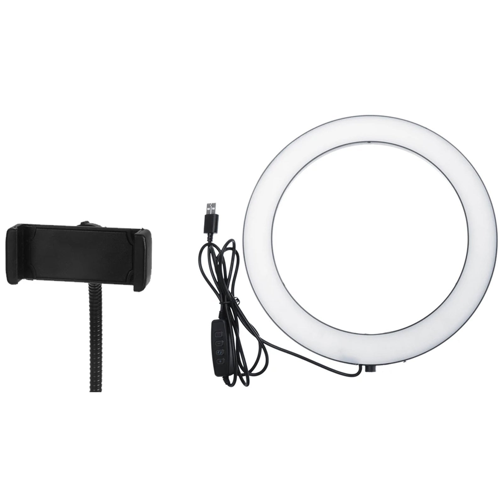 10'' USB Portable Dimmable Makeup Live Selfie Phone Holder LED Ring Light Lamp