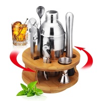10Pc Bartender Bar Boston Martini Spirit Cocktail Shaker Maker Mixer Muddler Set