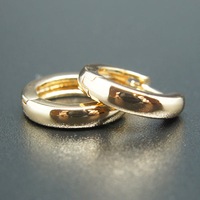 18k Gold plated huggie hoop hinged 13mm sleeper earrings Non-allergenic