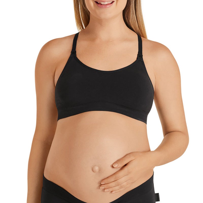2X bonds maternity nursing breastfeeding pregnancy crop bra black grey  yycey