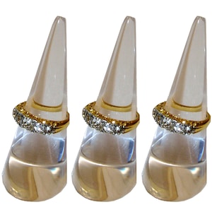 3 Pack Solid Clear Acrylic Cone Finger Ring Jewellery Display Stand Holder Bulk Transparent Perspex for Rings Earrings Body Jewelry
