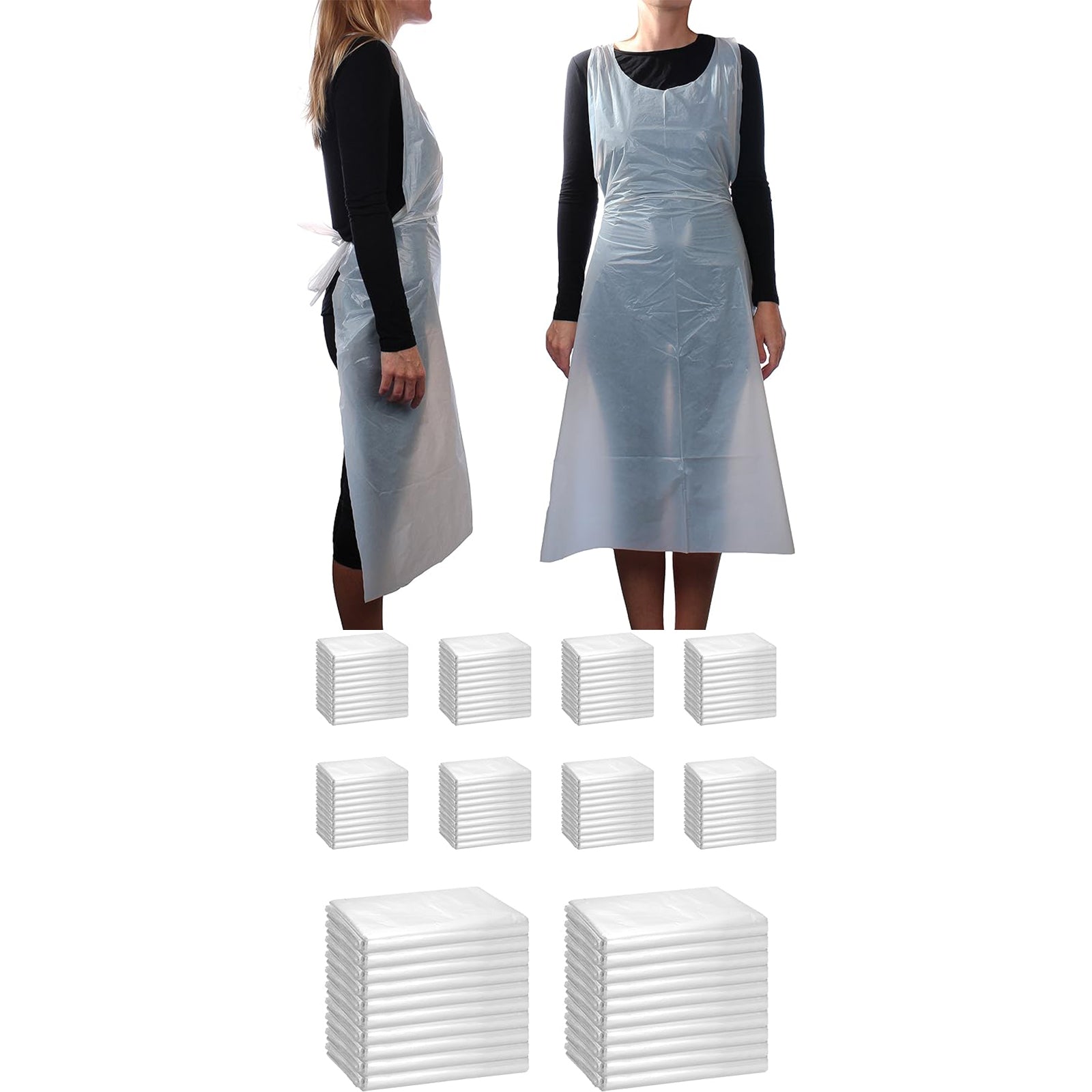 300x Safetyware HDPE Plastic Cover Waterproof Disposable Aprons Gown White Bulk Pack 