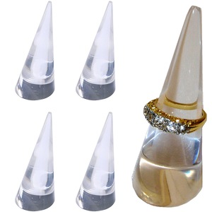 5 Pack Solid Clear Acrylic Cone Finger Ring Jewellery Display Stand Holder Bulk Transparent Perspex for Rings Earrings Body Jewelry