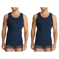 Bonds 2 Pack Navy Mens Chesty Cotton Plain Singlet Vest Tank Top Undergarment