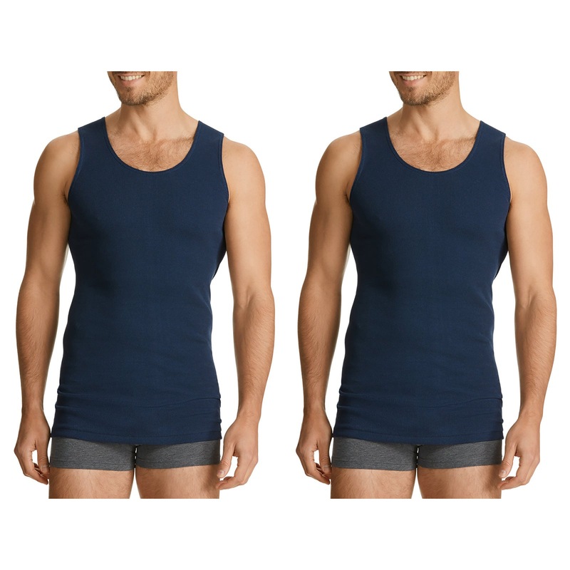 Buy Bonds 2 Pack Navy Mens Chesty Cotton Plain Singlet Vest Tank Top