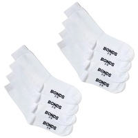 Bonds 4 Pairs Kids Boys Girls School Oxford Crew Soft Cotton Rich White Socks
