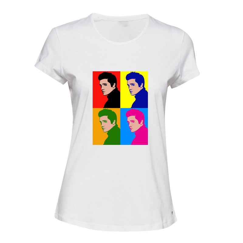Buy Elvis Presley The King of Rock Pop Art White Ladies Women T Shirt Tee  Top - MyDeal