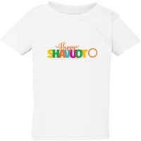 Jewish Happy Shavuot Colourful Text White Kids Boys Girls T Shirt Tee Top