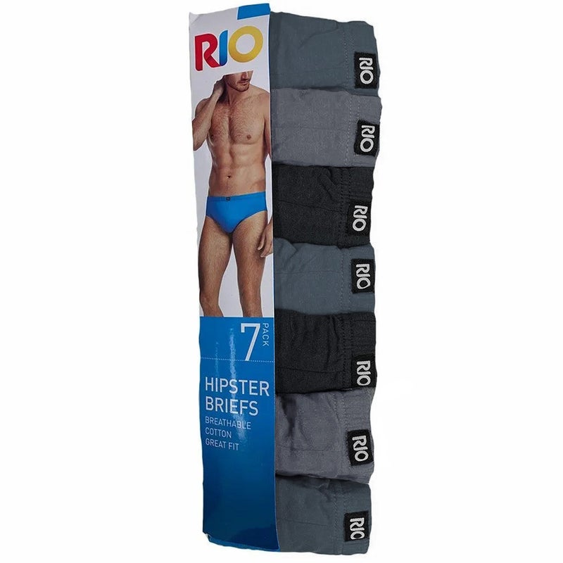 Rio 7 Pack Bulk Mens Cotton Plain Hipster Briefs Undies Underwear