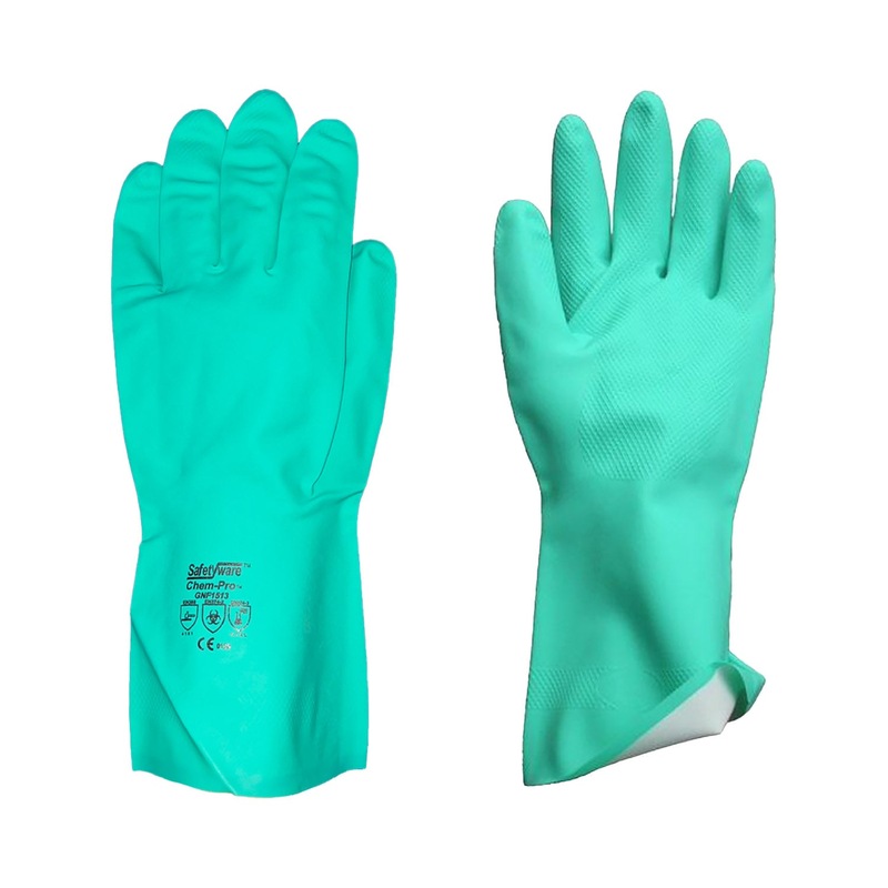 Buy Safetyware Chemical Resistant Flocklined Nitrile Safety Work Gloves ...