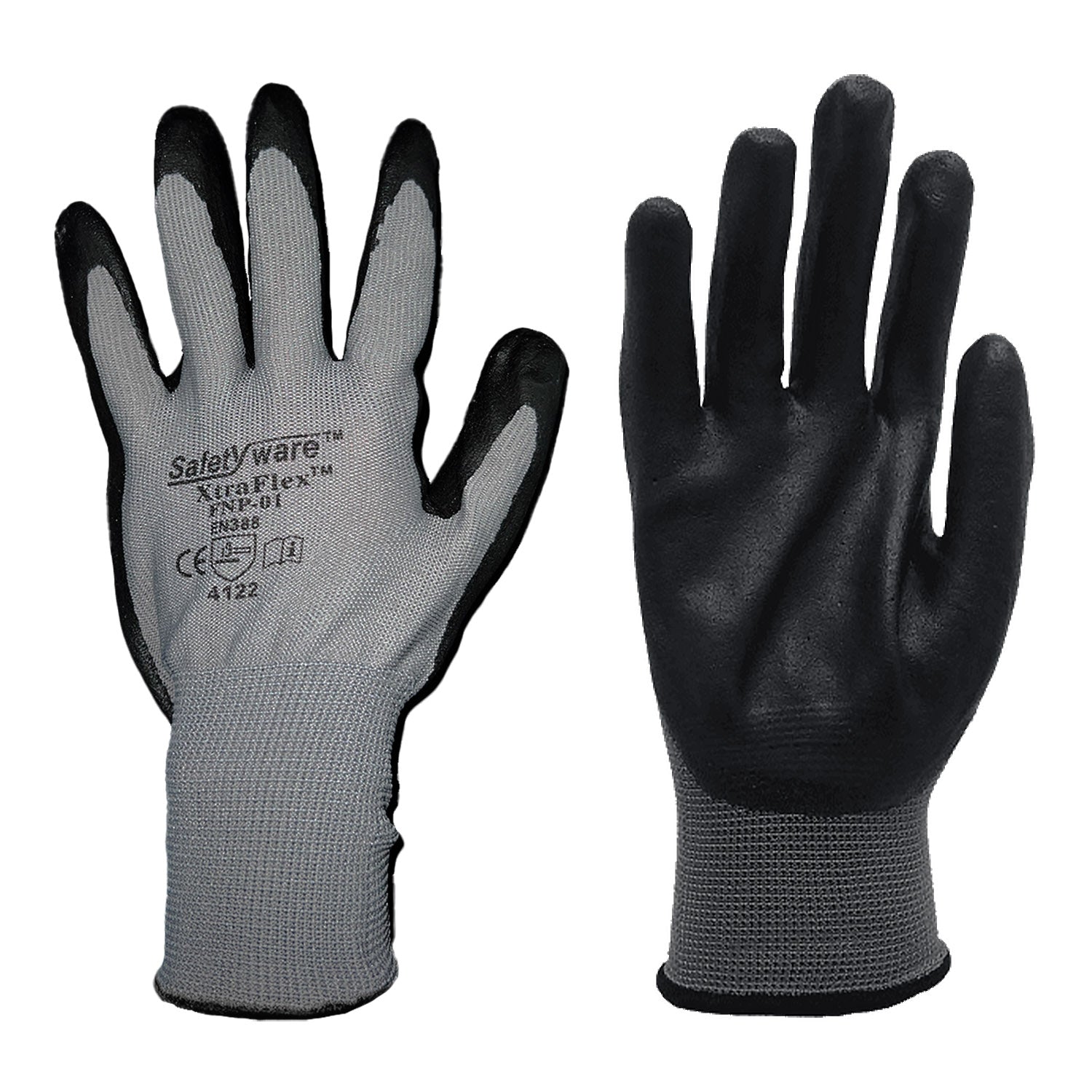 Safetyware XtraFlex Nitrile Grip Safety Work Gloves Palm Coated for Gardening Mechanic Construction