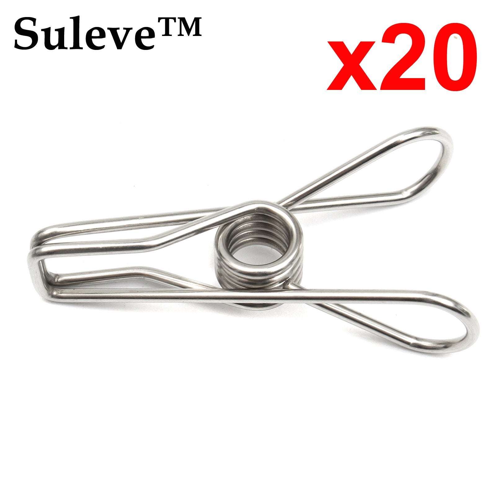 x20 Stainless Steel Clothes Washing Line Pegs Metal Paper Photo Clips Hanger Pin 