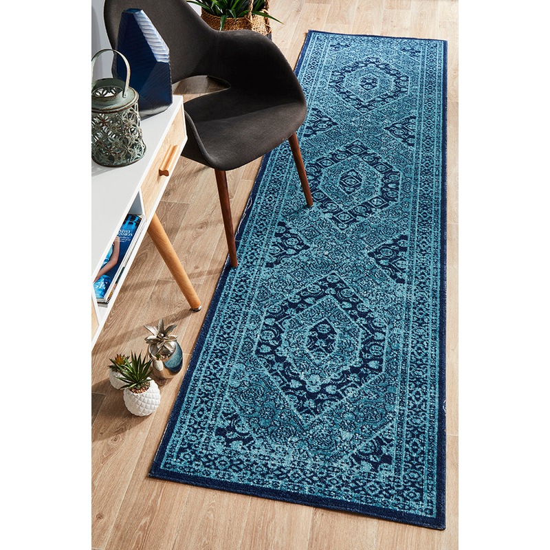 Buy Rug Culture Blue Cotton Blend Vintage Look Runner Rug MyDeal