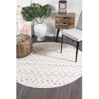 Rug Culture Bone Ivory & Grey Diamond Durable Round Rug