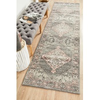 Abode Rug Culture Dark Grey & Dusty Pink Vintage Look Transitional Runner Rug