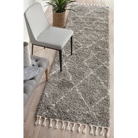 Rug Culture Grey & Bone Ivory Moroccan Modern Shag Rug