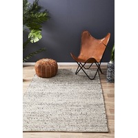 1x Rug Culture Grey Handmade Felted Wool Scandi Flatwoven Rug